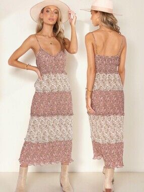SHOW ME YOUR MUMU Emira Floral Print Tiered Maxi Sundress - Size M